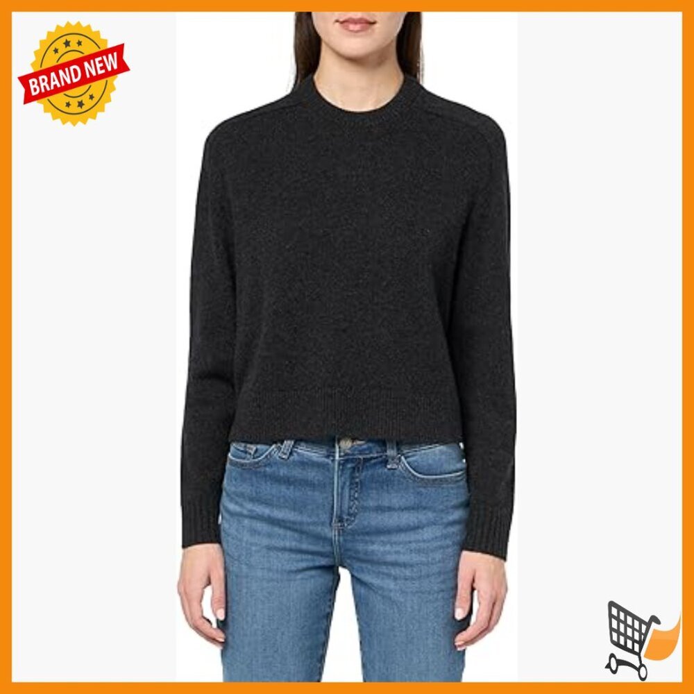 Cropped Cashmere Crewneck Pullover, Long Sleeve, Fall Sweater